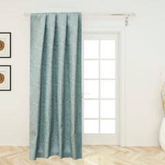 Teal Floral Damask Jacquard Weave Curtain Panels
