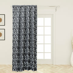Shaded of Gray Blocks Jacquard Weave Curtain Panels