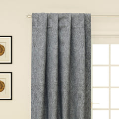 Gray Ancient Damask Jacquard Weave Curtain Panels