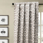 Beige Eternity Geometric Jacquard Weave Curtain Panels