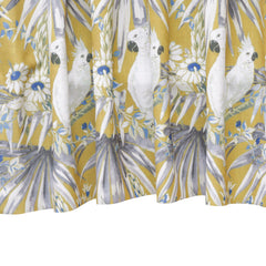 White N Blue Parrots Printed Cotton Curtain Panels