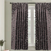 Dark Brown Velvet Flower Jacquard Velvet Curtain Panels