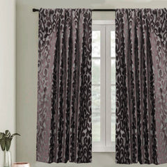 Dark Brown Velvet Flower Jacquard Velvet Curtain Panels
