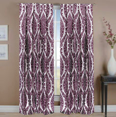Purple Damask Burntout Velvet Curtain Panels