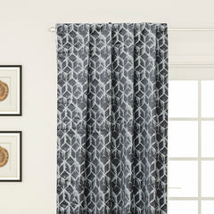 Shaded of Gray Blocks Jacquard Weave Curtain Panels
