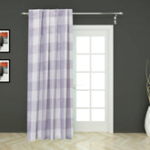 Light Purple N Ivory Gingham Checks Cotton Curtain Panels