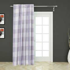 Light Purple N Ivory Gingham Checks Cotton Curtain Panels
