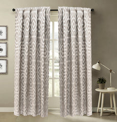 Beige Eternity Geometric Jacquard Weave Curtain Panels