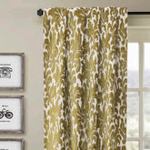 Chartreuse Flowers Floral Jacquard Velvet Curtain Panels