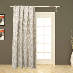 Cream & Gray Pebble Street Jacquard Weave Curtain Panels