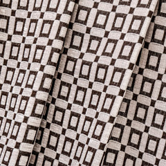 Brown Blocks Jacquard Velvet Geometric Curtain Panels