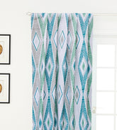 Green Egyptian Pattern Print Cotton Geometric Curtain Panels