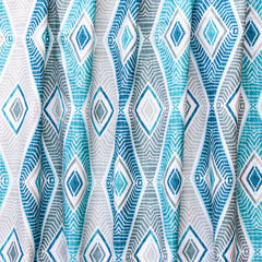 Blue Egyptian Printed Cotton Geometric Curtain Panels