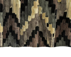 Beige, Brown Chevron Digital Printed Velvet Curtain Panels