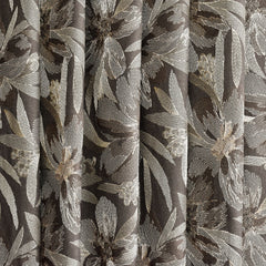 Brown Flower Embroidery Wool Embroidered Curtain Panels