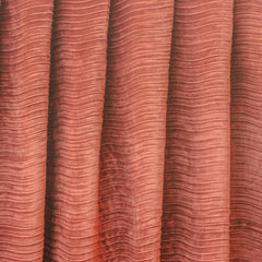 Rust Velvet With Pleats Stripe Textured Curtain Panels