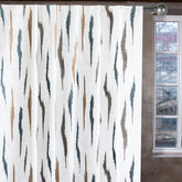 Off White Artistic Sheer Embroidery Linen Look Curtain Panel