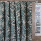 Geometric Eclectic Teal Chenille Velvet Curtain Panels