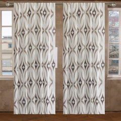 Geometric Sheer Embroidery Linen Look Curtain Panels