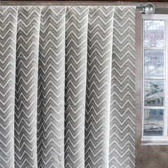 Silver Chevron Jacquard Velvet Curtain Panels