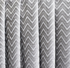 Silver Chevron Jacquard Velvet Curtain Panels