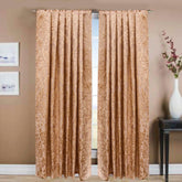 Peach Damask Burnout Velvet Curtain Panels