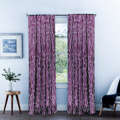 Purple Leaves Burnout Velvet Curtain Panels