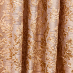 Peach Damask Burnout Velvet Curtain Panels