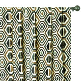Bottle Green Geometric Digital Printed Velvet Curtain Panels