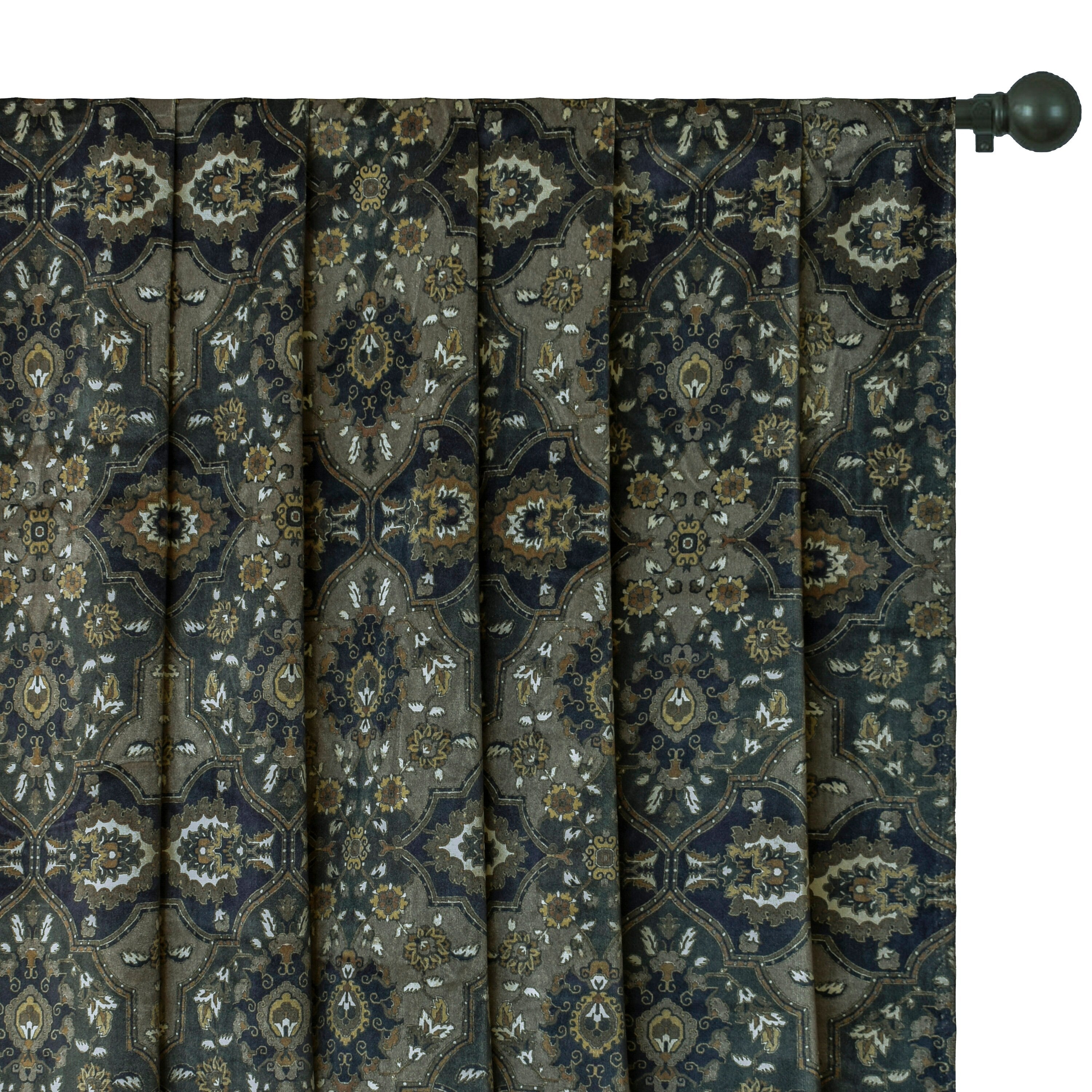 Arabic Black Abstract Digital Printed Velvet Curtain Panels