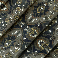 Arabic Black Abstract Digital Printed Velvet Curtain Panels