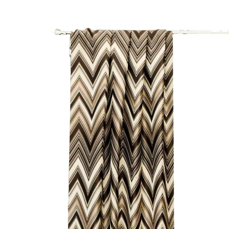 Brown Chevron Geometric Jacquard Weave Curtain Panels