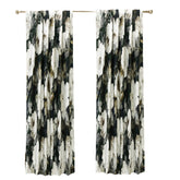 Midnight Roses Green, Brown Printed Cotton Curtain Panels