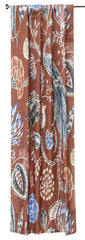 Lovely Peacocks Rust Bird Printed Cotton Curtain Panels