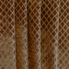 Geometric Brown Jacquard Velvet Fleur De Lis Curtain Panels