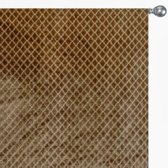 Geometric Brown Jacquard Velvet Fleur De Lis Curtain Panels