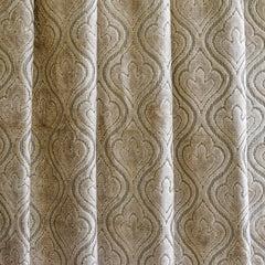 Pearl Beige Damask Jacquard Velvet Curtain Panels