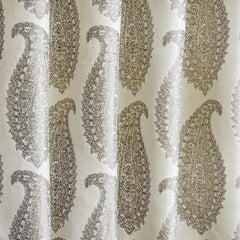 Ivory N Grey Paisley Cotton Woven Curtain Panels