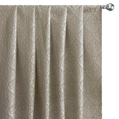 Pearl Beige Floral Polyester Viscose Woven Curtain Panels