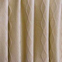 Beige Geometric Viscose Embroidered Woven Curtain Panels