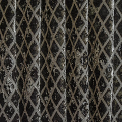 Geometric Diamonds Charcoal Jacquard Velvet Curtain Panels