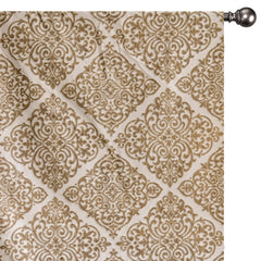 Beige Damask Jacquard Velvet Geometric Curtain Panels