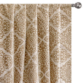 Beige Damask Jacquard Velvet Geometric Curtain Panels