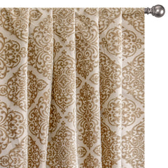 Beige Damask Jacquard Velvet Geometric Curtain Panels