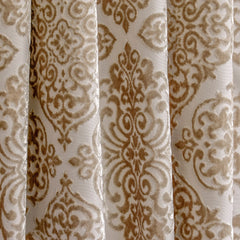 Beige Damask Jacquard Velvet Geometric Curtain Panels