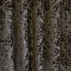 Charcoal Grey Damask Jacquard Velvet Curtain Panels
