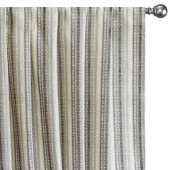 Grey, Teal Stripes Jacquard Chenille Velvet Curtain Panels
