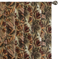 Beige, Brown Cockatoo Cotton Spun Printed Curtain Panels
