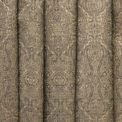 Beige Damask With Copper Lurex Zari Woven Curtain Panels