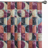 Squares N Circles Burgundy Printed Cotton Curtain Panels
